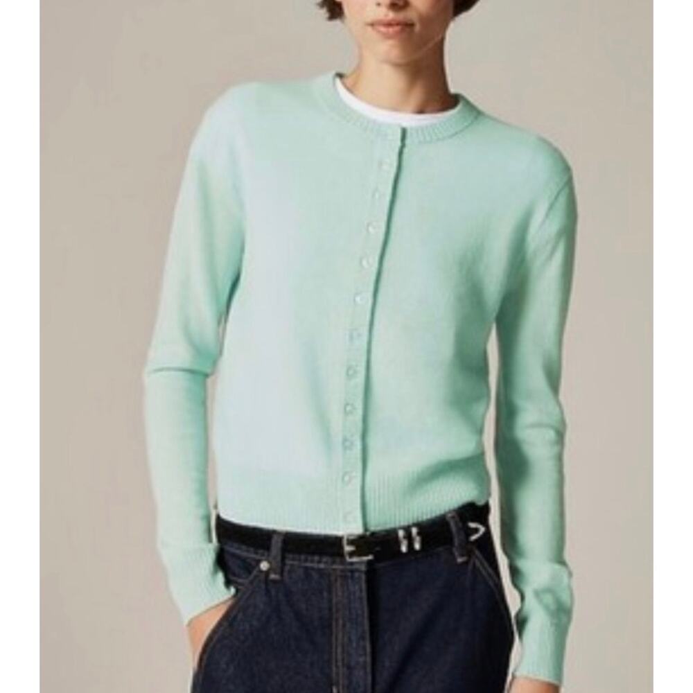 J. Crew Mint Green Crewneck Cardigan